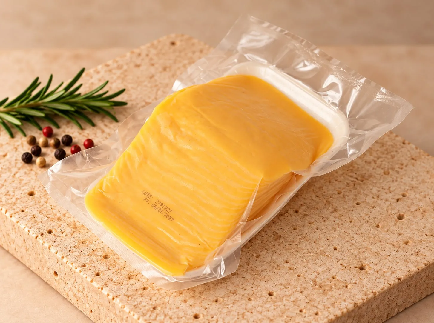 Queso amarillo: Tajado al vacío
